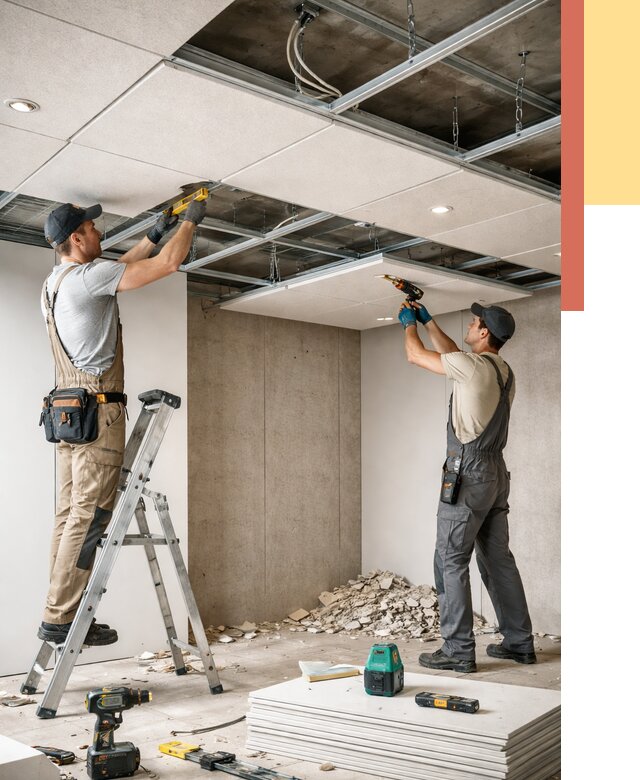 Монтаж акустического потолка в Валуйках от 6919 руб/м2 — быстро и недорого | ОТДЕЛОЧНИК-Вли