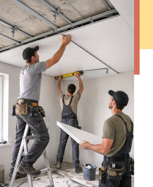 Монтаж потолка из ПВХ панелей в Валуйках от 3726 руб./м2 — быстро и недорого | ОТДЕЛОЧНИК-Вли