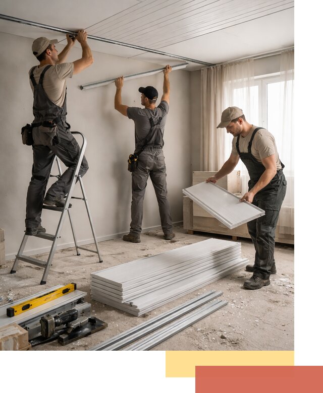 Монтаж потолка из ПВХ панелей в Валуйках оперативно и качественно