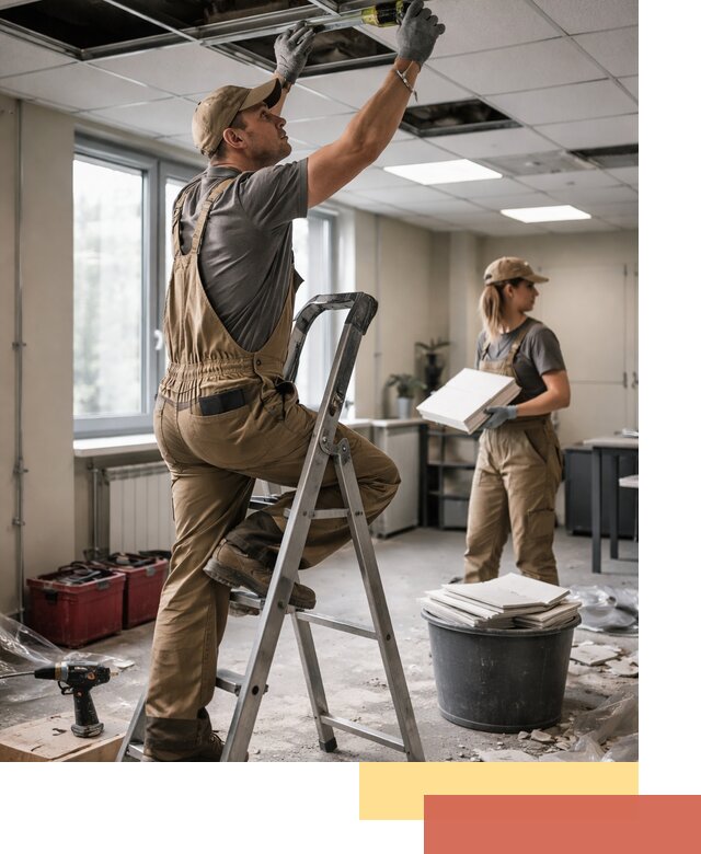 Ремонт потолка Армстронг и замена плит в Валуйках