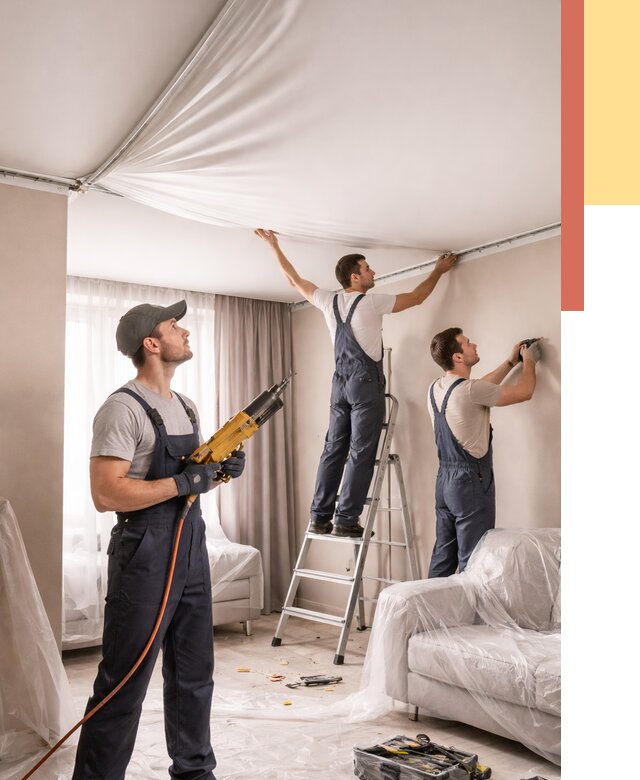 Установка натяжного потолка в Валуйках от 4790 руб. | Быстро и недорого — ОТДЕЛОЧНИК-Вли