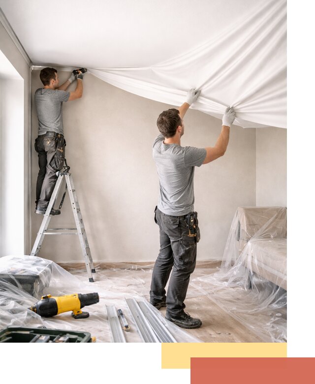 Монтаж тканевого натяжного потолка в Валуйках недорого и быстро