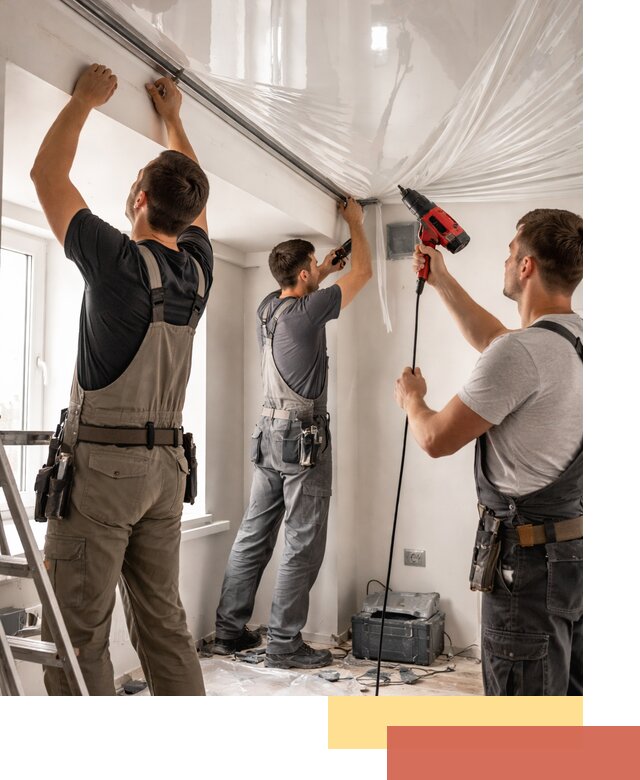 Монтаж глянцевого натяжного потолка в Валуйках быстро и качественно