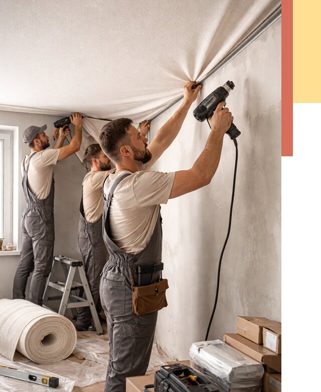 Монтаж фактурного натяжного потолка в Валуйках от 798 руб. — ОТДЕЛОЧНИК-Вли