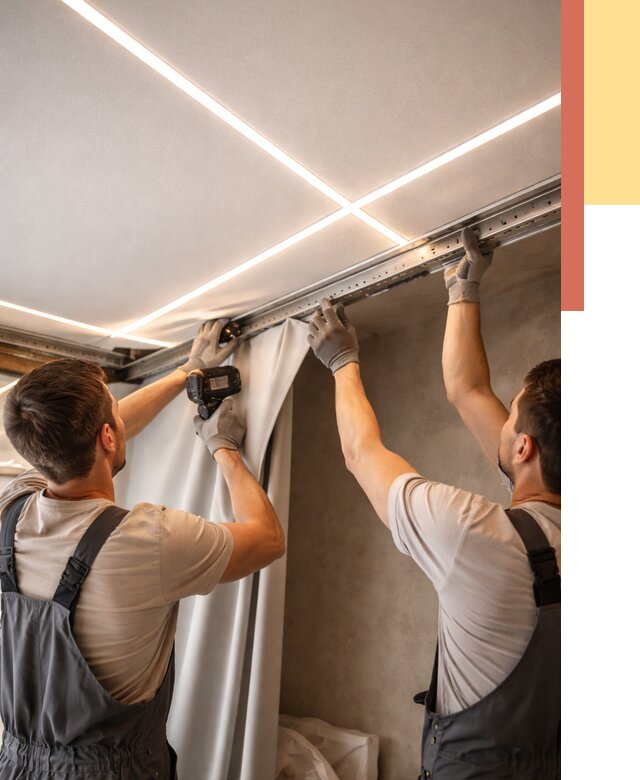 Монтаж натяжного потолка со световыми линиями в Валуйках от 1277 руб. | ОТДЕЛОЧНИК-Вли