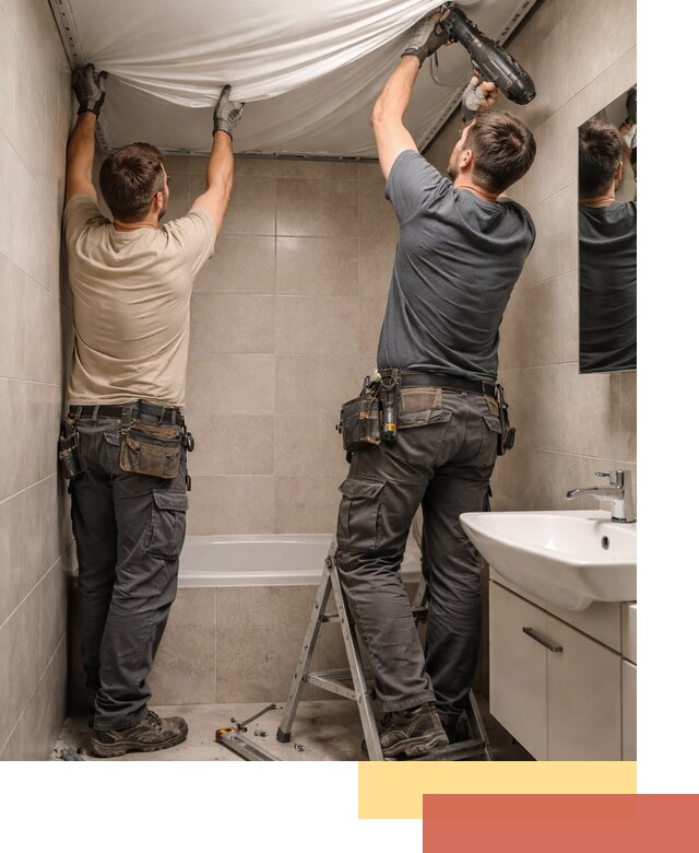 Монтаж натяжного потолка в ванной в Валуйках быстро и качественно