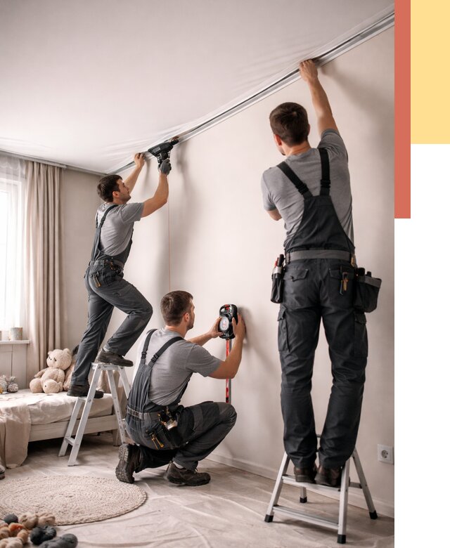 Монтаж натяжного потолка в детской в Валуйках от 3726 руб. — быстро и недорого | ОТДЕЛОЧНИК-Вли