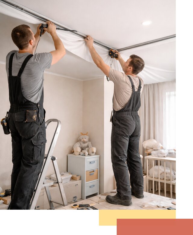 Монтаж натяжного потолка в детской комнате в Валуйках