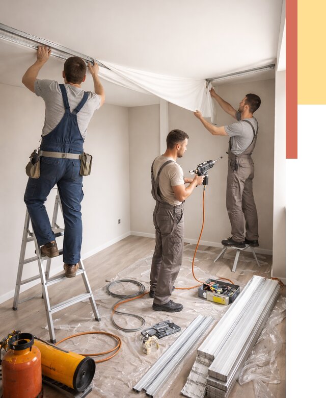 Монтаж натяжного потолка в студии в Валуйках от 5855 руб. — быстро и недорого | ОТДЕЛОЧНИК-Вли