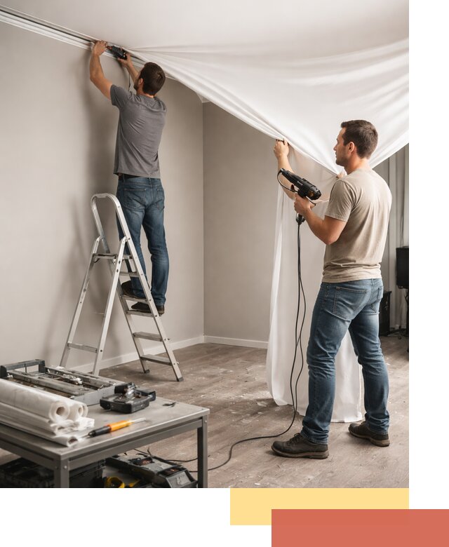 Монтаж натяжного потолка в студии в Валуйках