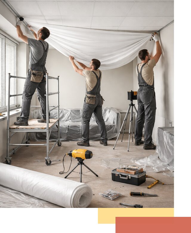 Монтаж натяжного потолка в офисе в Валуйках