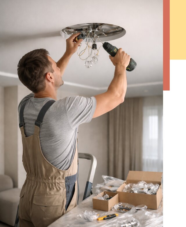 Установка люстры в натяжной потолок в Валуйках от 1277 руб. | Быстро и недорого — ОТДЕЛОЧНИК-Вли