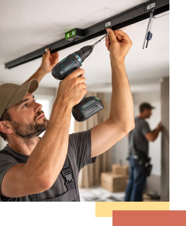 Установка трековых светильников в натяжной потолок в Валуйках