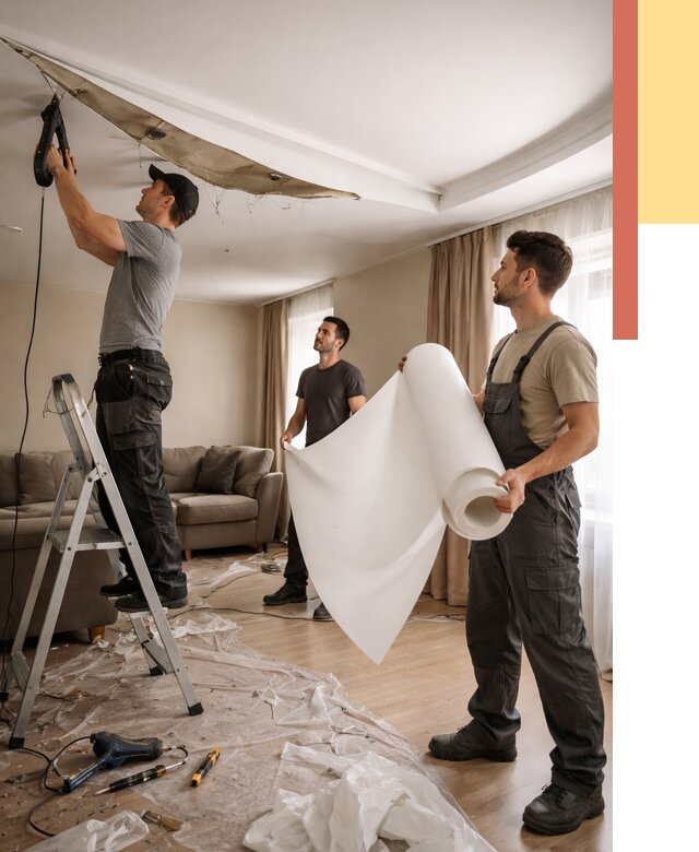 Замена полотна натяжного потолка в Валуйках от 10113 руб. быстро и недорого | ОТДЕЛОЧНИК-Вли