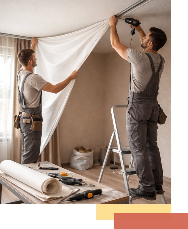 Замена полотна натяжного потолка в Валуйках быстро и качественно