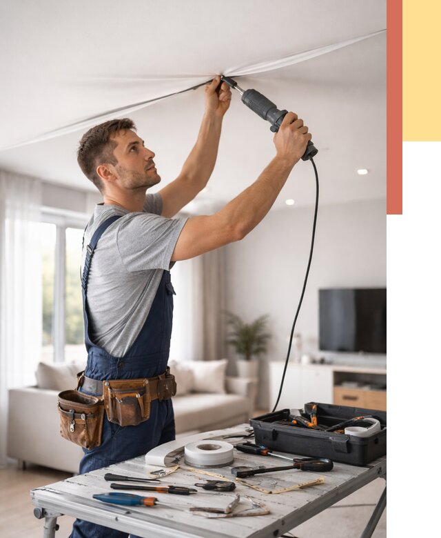 Ремонт натяжных потолков в Валуйках от 10113 руб. под ключ — ОТДЕЛОЧНИК-Вли