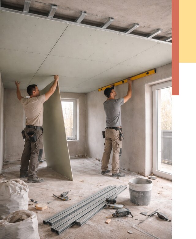 Одноуровневый потолок из гипсокартона в Валуйках от 798 руб. — монтаж под ключ | ОТДЕЛОЧНИК-Вли