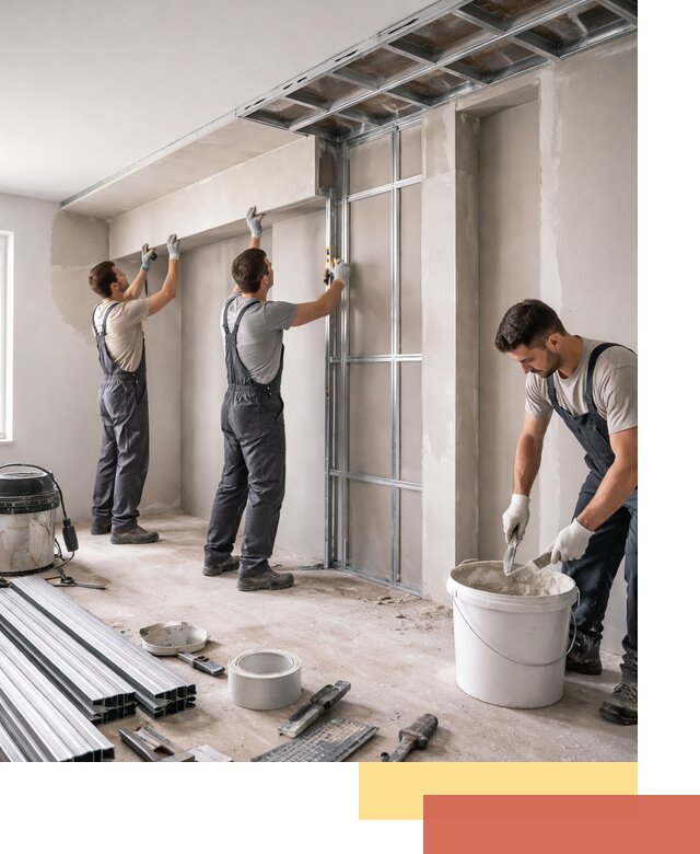 Монтаж потолка из гипсокартона с нишей в Валуйках