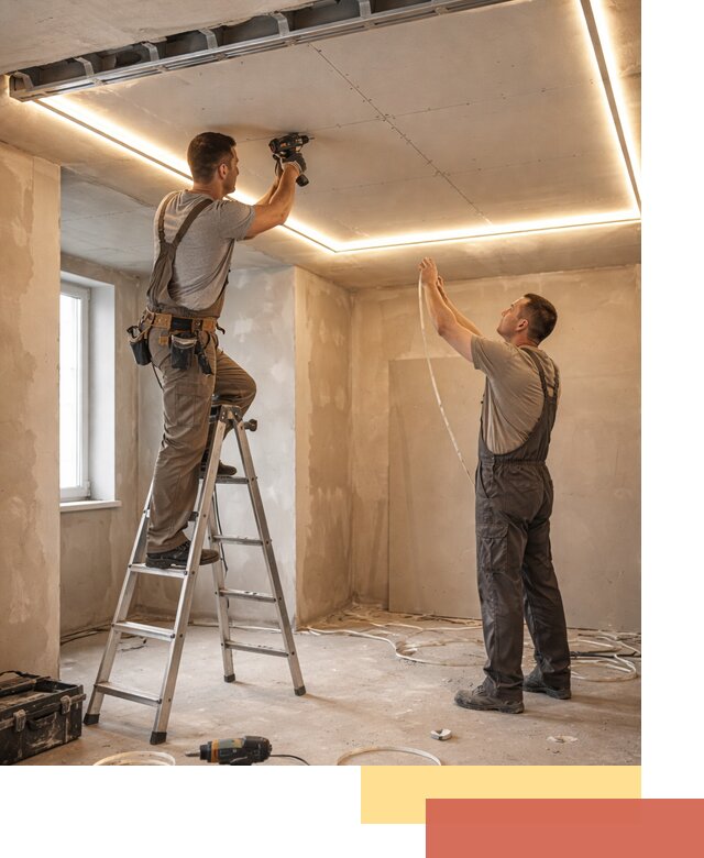 Потолок из гипсокартона с подсветкой в Валуйках