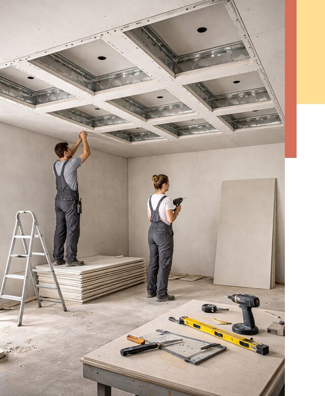 Кессонный потолок из гипсокартона в Валуйках от 1969 руб. — монтаж и под ключ | ОТДЕЛОЧНИК-Вли