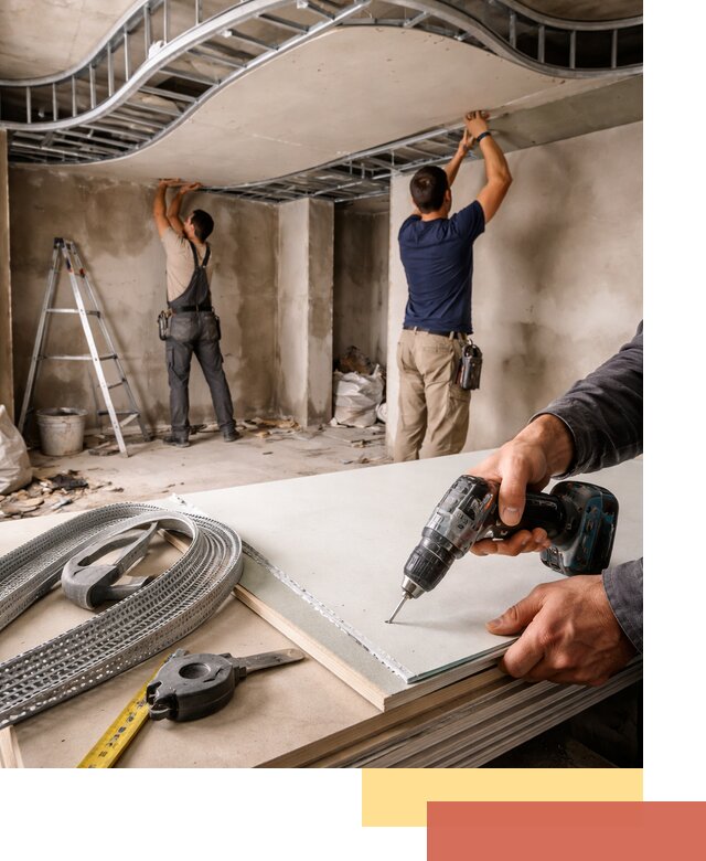 Криволинейный потолок из гипсокартона в Валуйках — монтаж и отделка