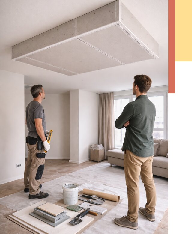 Короб на потолке из гипсокартона в Валуйках от 2342 руб. — монтаж и услуги под ключ | ОТДЕЛОЧНИК-Вли