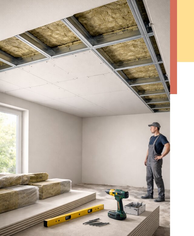 Звукоизоляция потолка ГКЛ в Валуйках от 1011 руб. — монтаж под ключ | ОТДЕЛОЧНИК-Вли