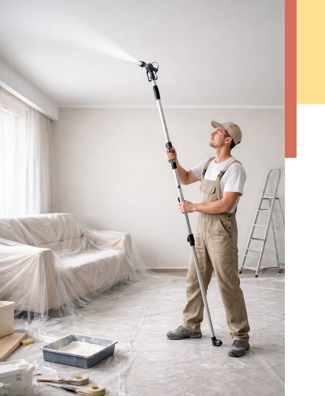 Покраска потолка краскопультом в Валуйках от 4790 руб. быстро и недорого | ОТДЕЛОЧНИК-Вли