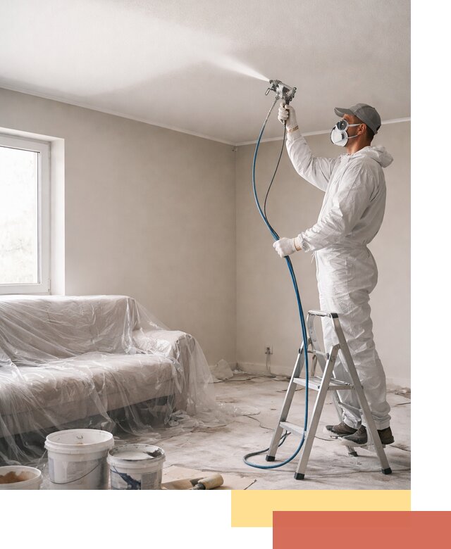 Покраска потолка краскопультом в Валуйках быстро и качественно